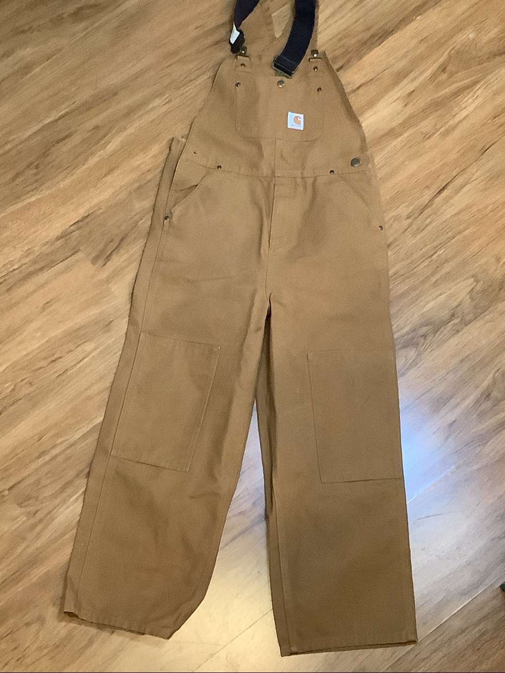CARHARTT CANVAS DUCK BIB TAN OVERALL BOY 12 UNISEX priced to sell